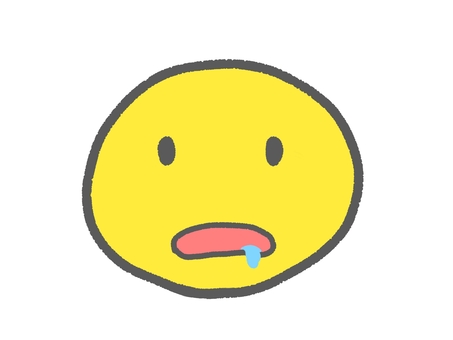 よだれをたらしてこちらを見ている 顔 顔,よだれ,黄色,丸い,ゆるいのイラスト素材