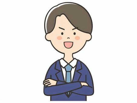 どや顔するスーツの男性 どや顔するスーツの男性 腕組み,どや顔,自信,自慢,偉そう,自信家,男性,男,父,お父さんのイラスト素材