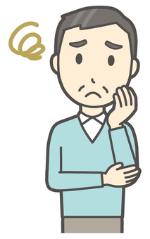 ニット中年男性-285-バスト  ニット中年男性-285-バスト 困った,おじさん,男性,中年,お父さん,パパ,シニア,ミドルエイジ,人物,かわいいのイラスト素材