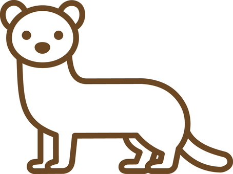 ピクトグラムの茶色のオコジョです。 ピクトグラム,オコジョ,シンプル,イタチ科,動物,小さい,茶色のイラスト素材