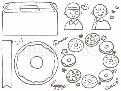 手書きのドーナツ フレームセット 茶色