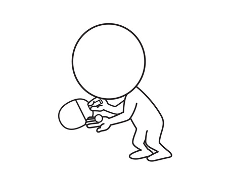 サーブ 卓球 棒人間,卓球,サーブのイラスト素材