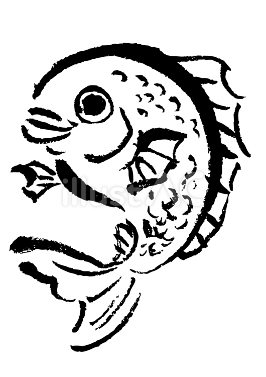 墨で描いた鯛のイラスト たい,鯛,魚のイラスト素材