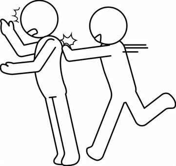 押すいたずら 押す,びっくり,いたずら,ふざける,迷惑,危険,行為,デフォルメ,人物のイラスト素材