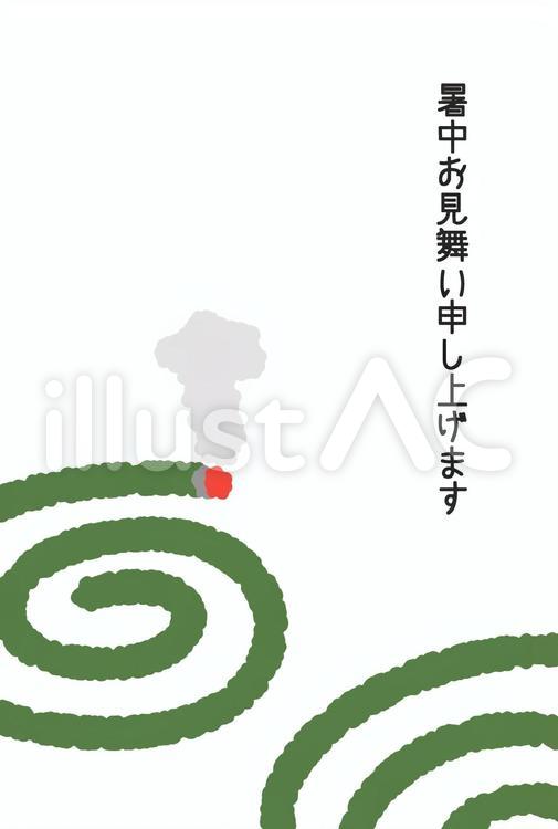 蚊取り線香の暑中見舞いはがき 暑中見舞い,蚊取り線香,手書きのイラスト素材
