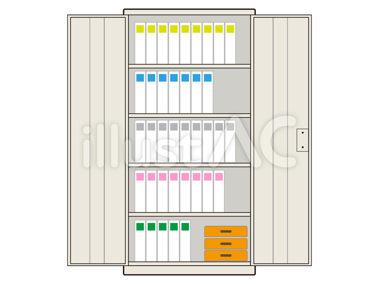 オフィス用書庫両開き　004-2 書庫,両開き,オフィスのイラスト素材
