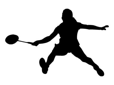 スポーツ　バトミントン　シルエット　黒 スポーツ,運動,バトミントン,シルエット,シンプル,素材,人物のイラスト素材