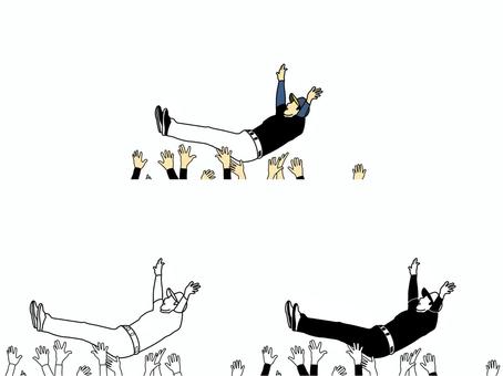 胴上げ＆優勝 胴上げ,セット,ばんざい,宙,舞う,上げる,わっしょい,からだ,胴体,全身のイラスト素材