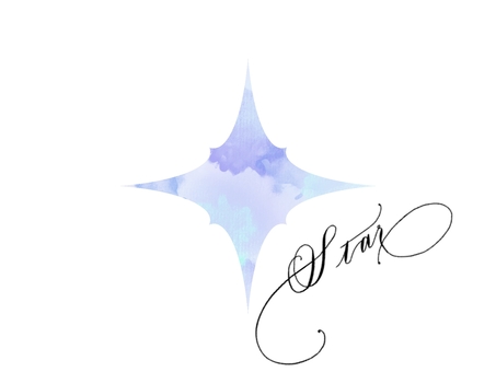 水彩の星（ブルー） 星,水彩,夜,かわいい,記号,シンプル,おしゃれ,手描き,グラデーション,にじみのイラスト素材