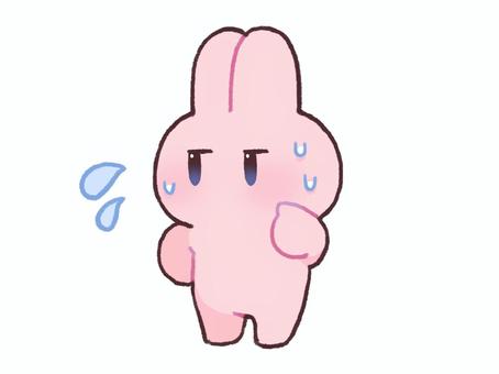 気まずそうなうさぎ うさぎ,戸惑う,目をそらす,悩む,動揺,引く,ごまかす,気まずい,苦笑い,困惑のイラスト素材