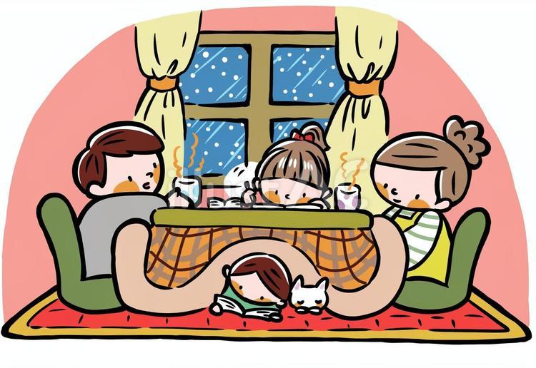 炬燵の季節 炬燵,季節,家族のイラスト素材