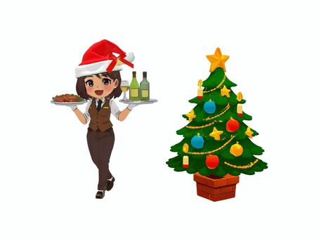 冬のクリスマスパーティーワインバルの店員