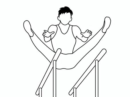 体操 平行棒,体操,競技,種目,スポーツ,運動,人,人物,男性,選手のイラスト素材