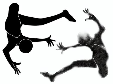 吹っ飛ばされる人影④黒セット 吹っ飛ぶ,人影,黒色,一色,全身,人物,飛ばされる,手書き,開脚のイラスト素材