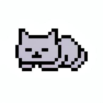 ネコ・ドット・寝る２ ネコ,動物,ドット,ピクセルアート,ワンポント,アイコン,２d,2次元のイラスト素材