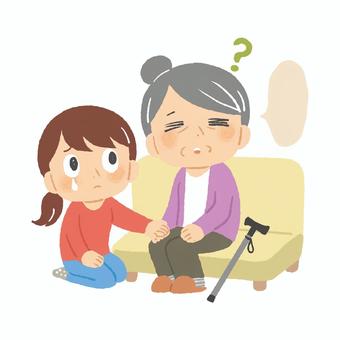 場所の見当識障害 見当識障害,認知症,シニア,お婆さん,介護,福祉,介護士,親族,家族,認識のイラスト素材