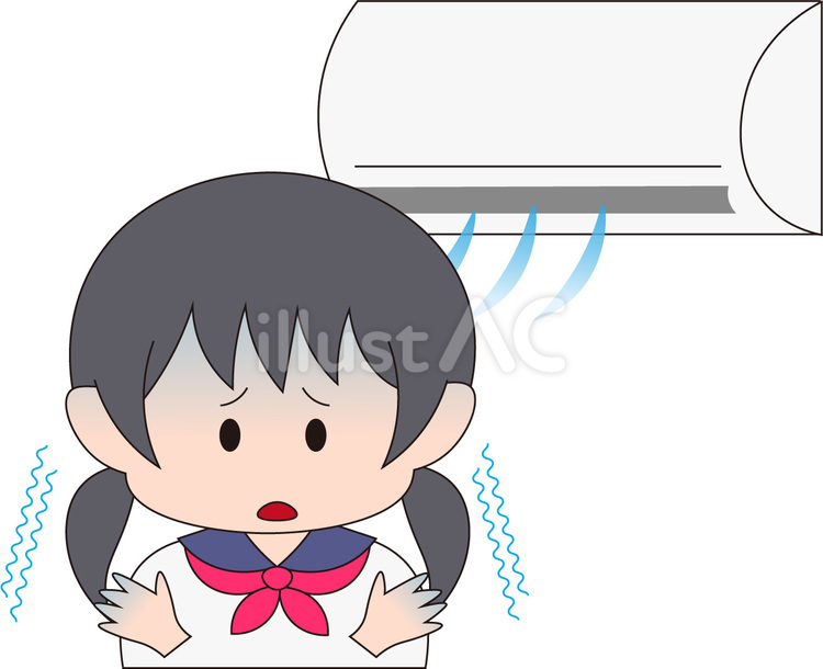 エアコン　冷え性　女子学生 エアコン,冷房,冷え性のイラスト素材
