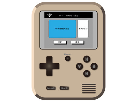 携帯ゲーム機Wi-Fi設定画面（日本語） 携帯,ゲーム機,無線,ネットワーク,コネクト,設定,日本語,メニュー,選択,決定のイラスト素材