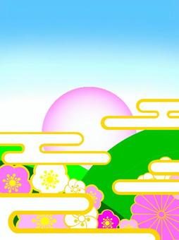 お正月の初日の出 お正月,初日の出,元旦,日の出,年賀状,元日,朝日,新春,sunrise,和柄のイラスト素材