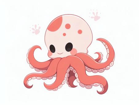 Illustration of cute octopus, octopus, red, sea, JPG and PNG