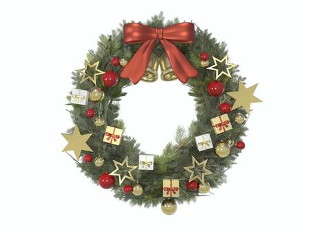 クリスマスリース クリスマス,クリスマスリース,オーナメント,オーナメントボール,ボール,柊,リボン,ベル,葉っぱ,リングのイラスト素材