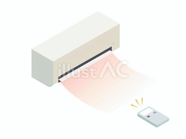 リモコンで暖房をつけるアイソメイラスト アイソメ,おしゃれ,エアコンのイラスト素材