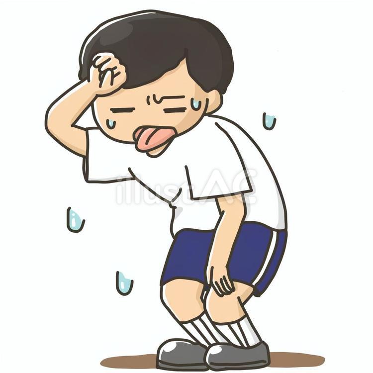 体操着の男児/小麦肌/夏/子供/暑い 体操着,体育,運動のイラスト素材