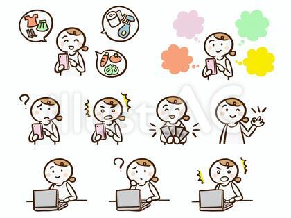 主婦 ゆるい 手描き 表情詰め合わせ02