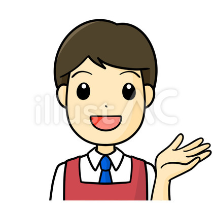 スーパー店員 ピンク 案内 笑顔