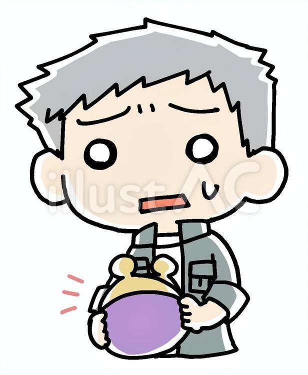 がま口財布を焦りながら見るおじいさん がま口財布,おじいさん,財布のイラスト素材