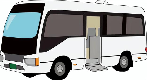 マイクロバスドア　 マイクロバス,ドア,開く,スライド式,ステップ,入口,乗降口,車両,線画のイラスト素材