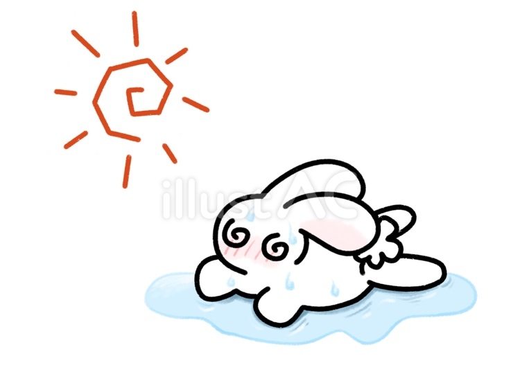 汗だくで倒れるウサギ～ぐるぐる目～ ぐるぐる目,ウサギ,汗だくのイラスト素材