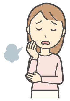  ロングヘア女性-065-バスト 悩む,女性,女の子,人物,かわいい,心配,困る,ストレス,落ち込む,悩みのイラスト素材