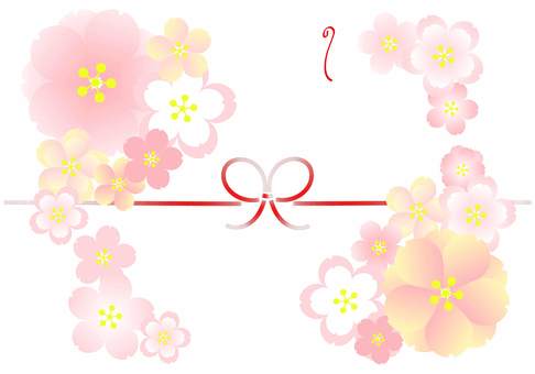 熨斗（花フレーム） 熨斗,のし,お祝い,御祝,祝福,お礼,御礼,感謝,金一封,めでたいのイラスト素材