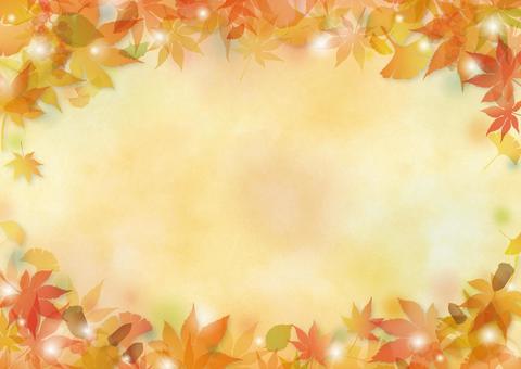 紅葉背景01_横 秋,もみじ,紅葉,葉っぱ,9月,10月,11月,水彩,フレーム,背景のイラスト素材