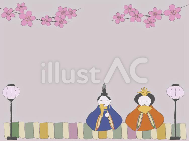 ひなまつりの手描きフレーム  ピンク ひなまつり,雛祭り,おひなさまのイラスト素材