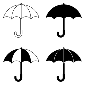 傘のアイコン 黒 傘,雨,雨具,天気,気象,天候,雨季,梅雨,パラソル,道具のイラスト素材