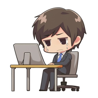 Illustration, male, computer, cry, 