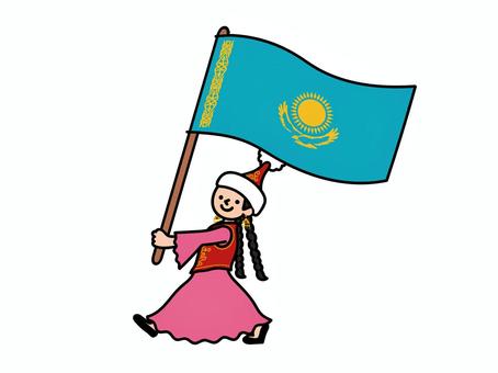 カザフスタンの国旗を持つ人