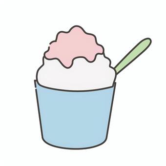 いちごシロップのかき氷 氷,食べ物,手描き,アイコン,夏,イラストのイラスト素材