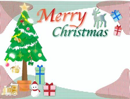 クリスマスカード１ クリスマス,カード,フレーム,クリスマスツリー,プレゼント,汽車,おもちゃ,雪だるま,トナカイ,赤のイラスト素材