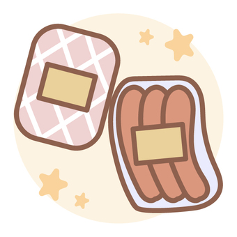 ハムとウインナー ハム,ウインナー,肉,ギフト,贈答品,贈り物,パッケージ,ラッピング,食品,セットのイラスト素材