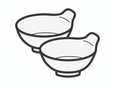 呑水２個セット03 呑水,鍋,とんすい,和食器,取り皿,アイコン,マーク,シンプル,セットのイラスト素材