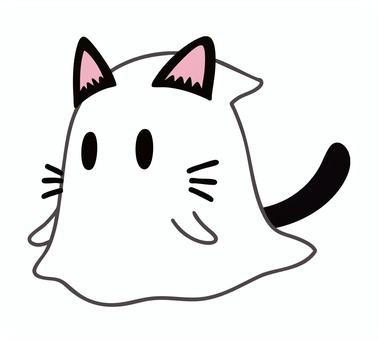 黒猫の仮装をするおばけ ハロウィン,おばけ,オバケ,かわいい,秋,シンプル,可愛い,10月,イベント,子供向けのイラスト素材