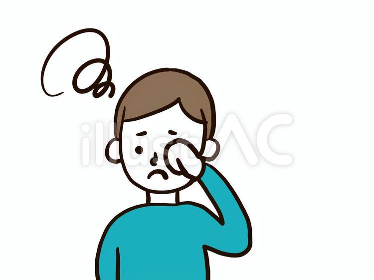 目のかゆみに悩む男性 目,眼球,かゆみのイラスト素材