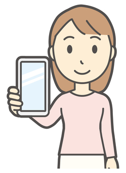 スマホ画面をこちらに見せている若い女性 スマホ,女性,女の子,人物,かわいい,携帯電話,モバイル,アプリ,スマートフォン,バストアップのイラスト素材