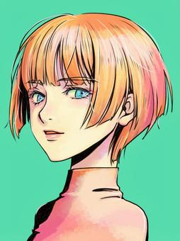おかっぱヘアの女性 おかっぱヘアの女性 人物,人,女性のイラスト素材