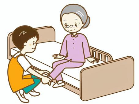介助3 介助,介助員,ヘルパー,仕事,サポート,デイケア,入所施設,福祉,福祉施設,ベッドのイラスト素材