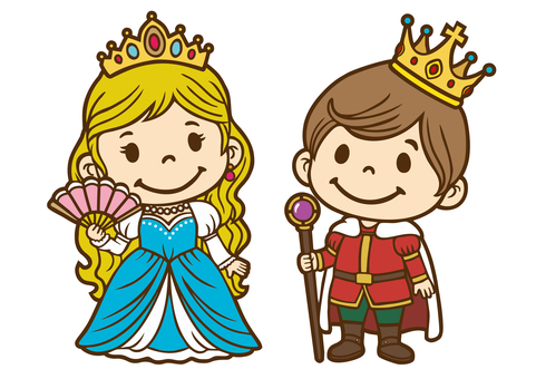 子供職業体験「王様とお妃様」 王様,国王,君主,帝王,皇帝,キング,元首,お妃様,お姫様,姫様のイラスト素材