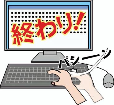 エンターキー完了　 エンターキー,完了,押す,音,乱暴,キーボード,入力,パソコン,仕事,文字のイラスト素材